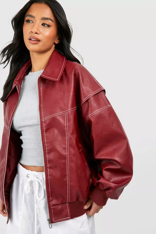 Viral Red Cherry Leather Jacket